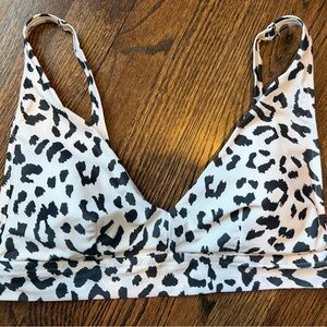 Aerie Black & White Leopard Print Bralette Bikini Top